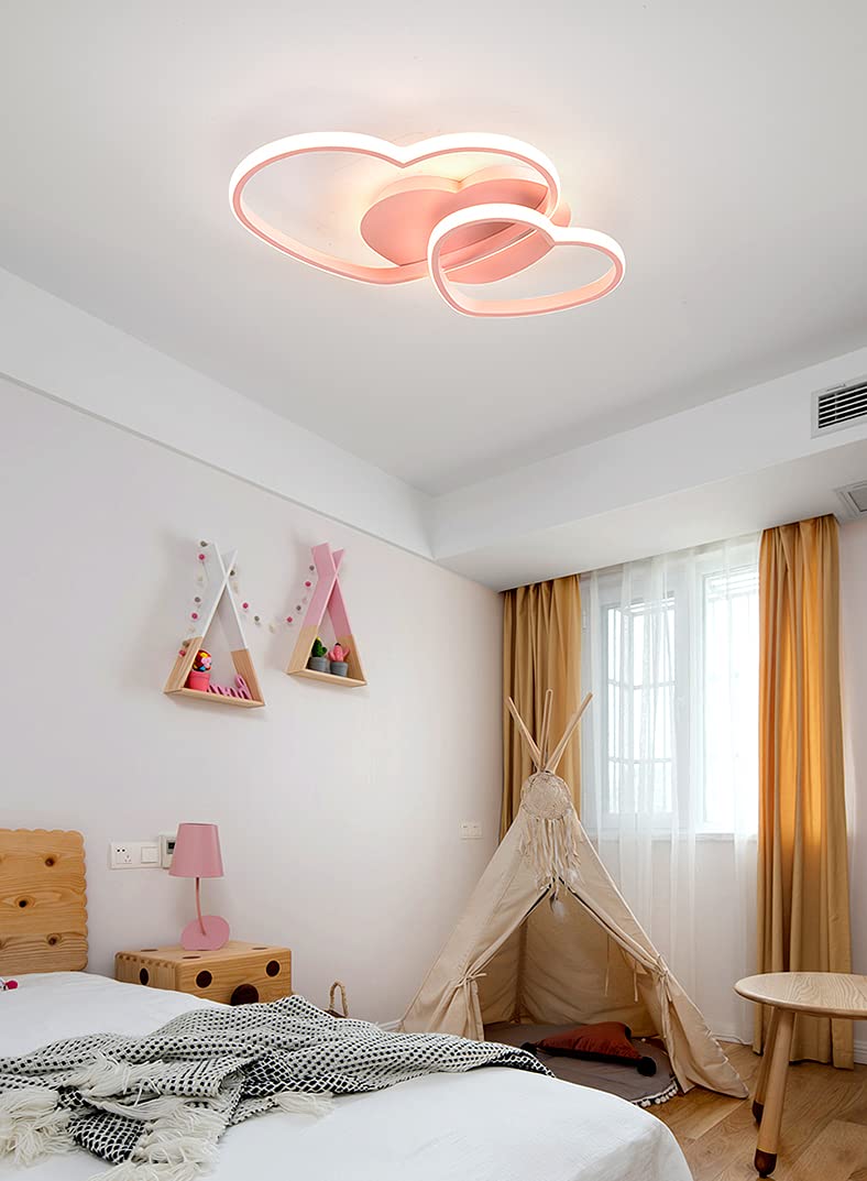 Lampy sufitowe do sypialni Lampa sufitowa Led Nowoczesna i prosta akrylowa lampa pokojowa w kształcie serca 48W, sypialnia z pilotem Bezstopniowe przyciemnianie