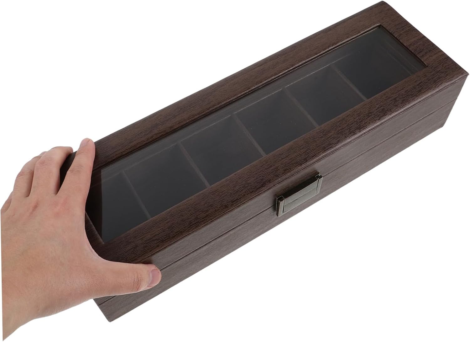 Sosoport Walnut Wooden Keepsake Box with Hinged Lid and Divider image 4
