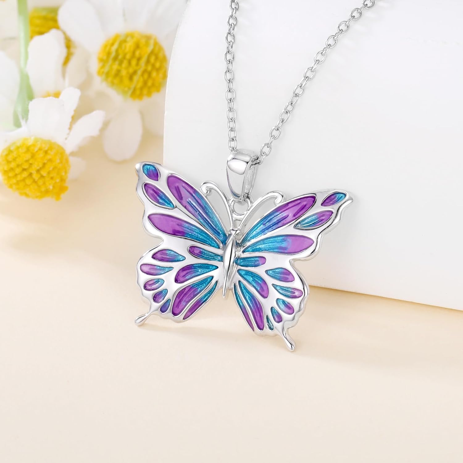 LONAGO Butterfly Necklaces for Women 925 Sterling Silver Dainty Blue Butterfly Pendant Jewelry for Mother's Day Birthday Gifts - Image 2