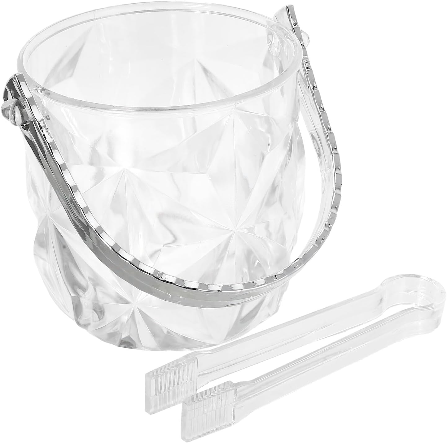 Portable Plastic Ice Bucket Set with Tongs, Beverage Tub Cooler for Wine Bottles and Drinks, Party Bar Ice Container for Outdoor and Home Use