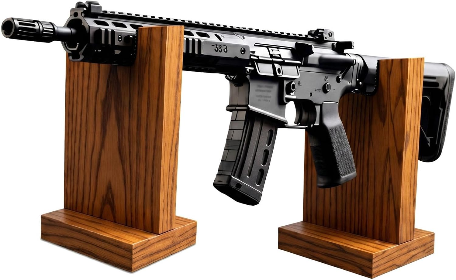 Rustic Wood Gun Display Stands,Rifle Stand U Style Display Stands For Rifles, Long guns, Firearms, Weapons And Collectables, For Displays, Shows, and Exhibits (Charcoal)