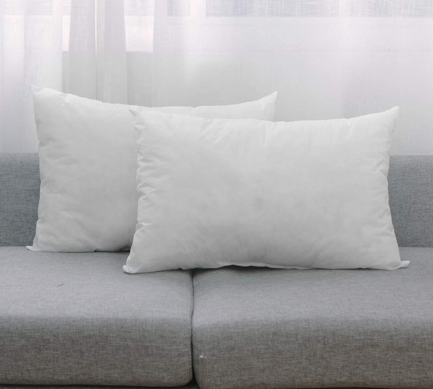 ANITA CORPORATION Microfiber Rectangular Cushion Pillow Fillers Inserts for Bed, Sofa, 12 x 20 Inch, 2 Pieces, White