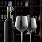 WOTOR Stainless Steel Wine Glasses Set of 4, 18oz Unbreakable & Portable Stemmed Metal Wine Glass, Fancy, Unique Wine Goblets for Outdoor, Travel, Camping and Pool, Ideal Gift for Wine Lovers (Silver)
