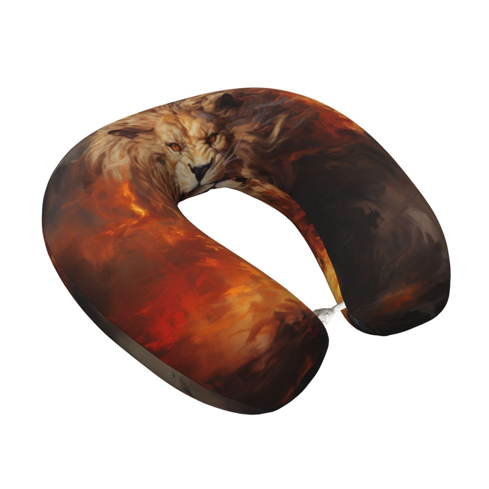 Kuilepa Cool Fire Lion Print Travel Pillow,Memory Foam Neck Pillow Head Support Soft Pillow for Sleeping Rest,Airplane Car & Home Use