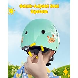 Besttravel Kids Helmet, Toddler Adjustable Kids Ages 3-8 Years Old Boys Girls Multi-Sports Safety (Cartoon Teal)