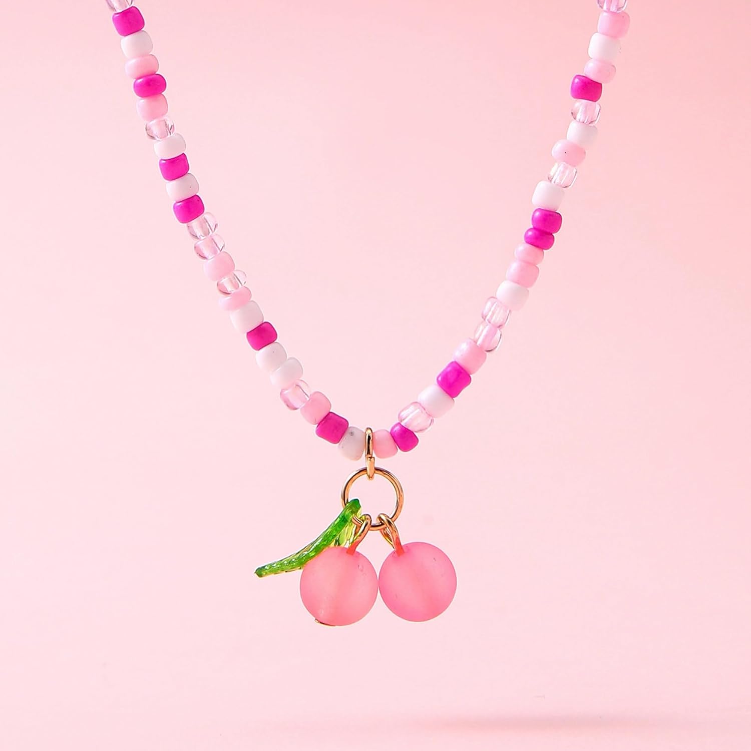 Cherry Necklace Earrings Sets for Women Dainty Gold Cherry Earrings and Necklace Jewelry Set Cute Fruit 3D Charm Necklaces Summer Beach Jewelry - Image 2