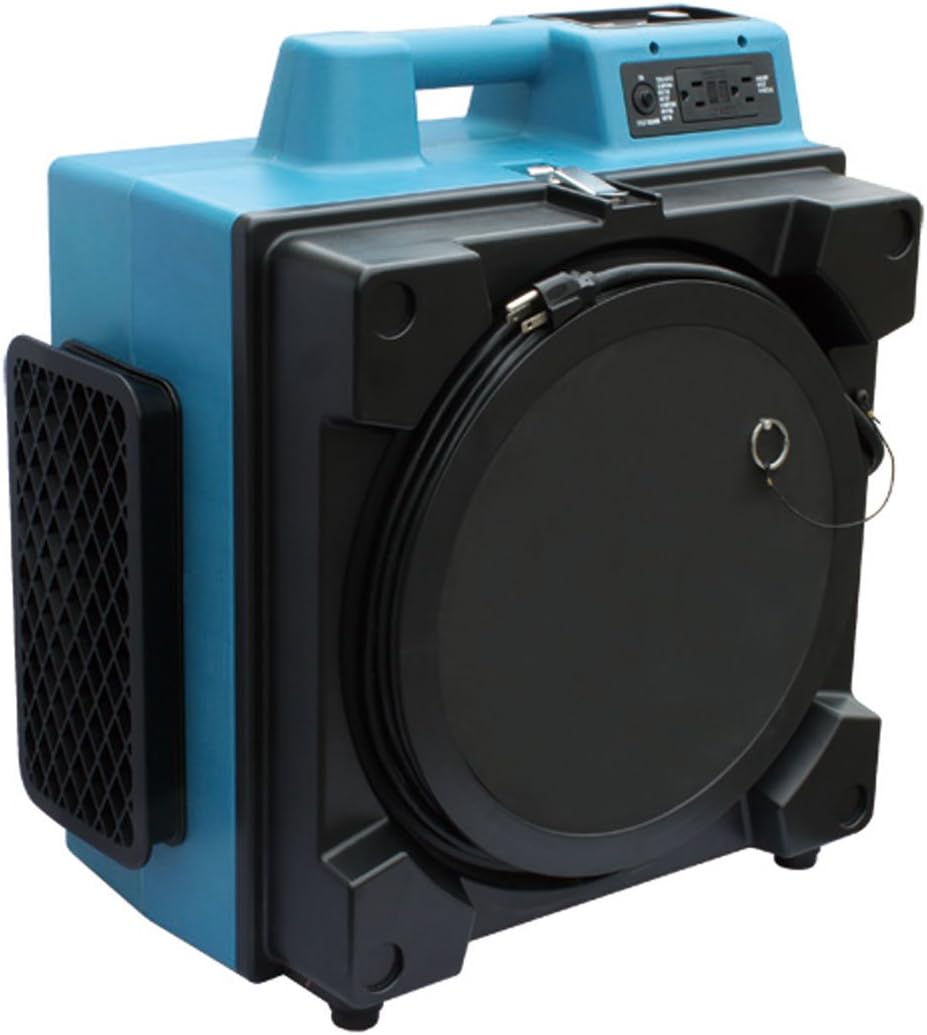 XPOWER X-3400A Air Scrubber 3 Stage Filtration, Negative Air Machine w/Power Outlets, 3 Stage Airbourne Cleaner, Scrubber HEPA Filter System for Water Damage Restoration, Commercial & Home Use, Blue