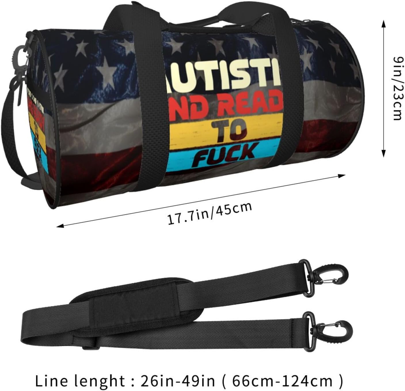 Autistic And Ready To F-Ck Duffel Bag Gym Bag Travel Sports Tote Large Foldable Beach Swim Yoga3