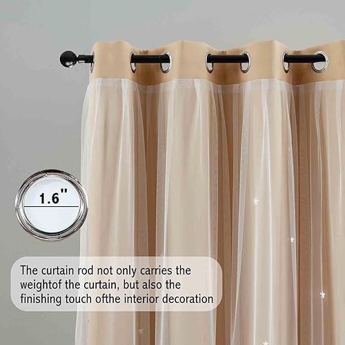 Miniatura 3 de Anytime - Cortinas para dormitorio de niñas con estrella hueca, cortinas opacas para habitación de niños, cortinas largas para oscurecer la