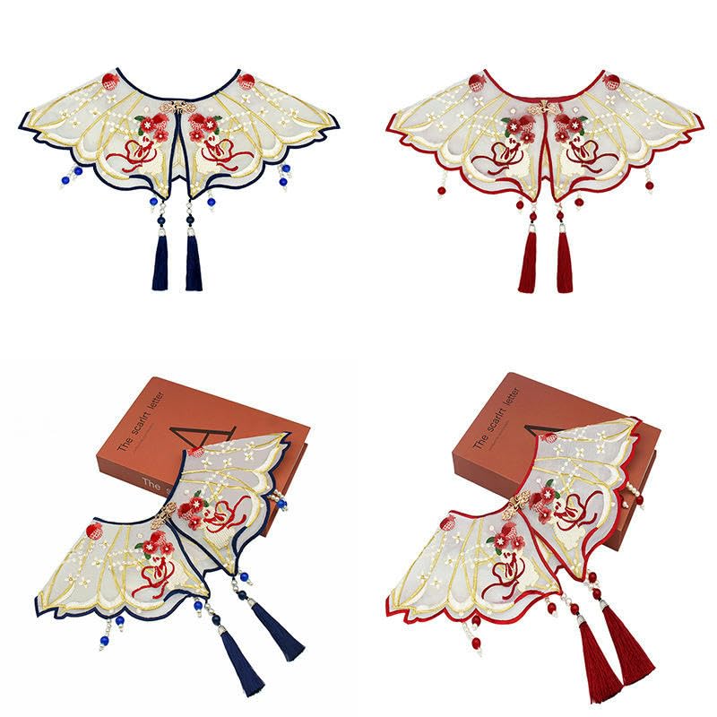 Parches de Bordado Parche Bordado con borlas y Perlas for Hombro, 50 x 45 cm, for Planchar, Chino, for Ropa, Grande, for Coser, for Vaqueros Chaquetas(A)