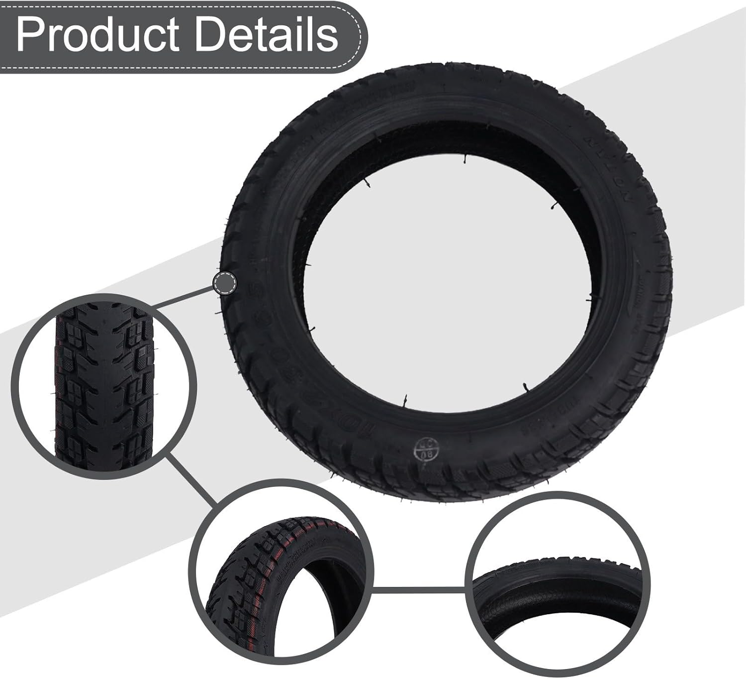 10 Inch 10X2.30-6.5 Off-Road Tubeless Tyre Heavy Duty Tubeless Tire for KQI2 Electric Scooter, 10 Inch 10 X 2 30-6 5, Wear Resistant