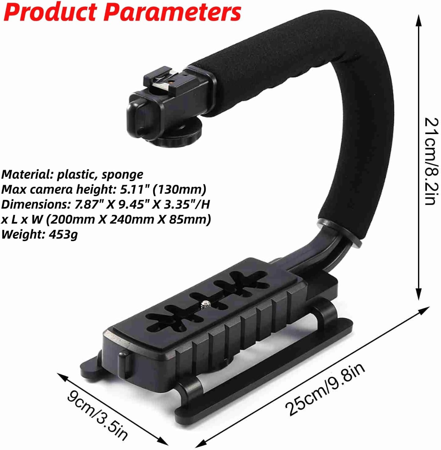 Super Grip Video Stabilizing Handle with Hot Shoe Mount for DSLR Camera Camcorder Portable U Grip Handheld Stabilizer Video Recording