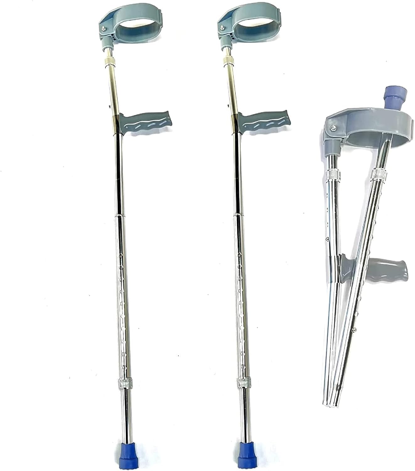 Kule Ortopedyczne 1 Para Kul Ortopedycznych Dla Dorosłych Z Regulowanym Pełnym Mankietem, Lekkie Kule Ortopedyczne Z Regulowaną Wysokością, Aluminiowa Laska Do Podróży Lu, Silver