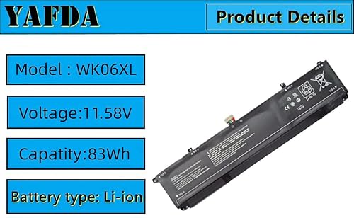 Miniatura 2 de WK06XL - Batería de repuesto para laptop HP Omen 16-b0000 16-b0000TX 16-C0000 Omen 7 Plus 17-ck0000 17T-17T-CK100 CTO Series HSTNN-WB0C HSTNN-OB2I