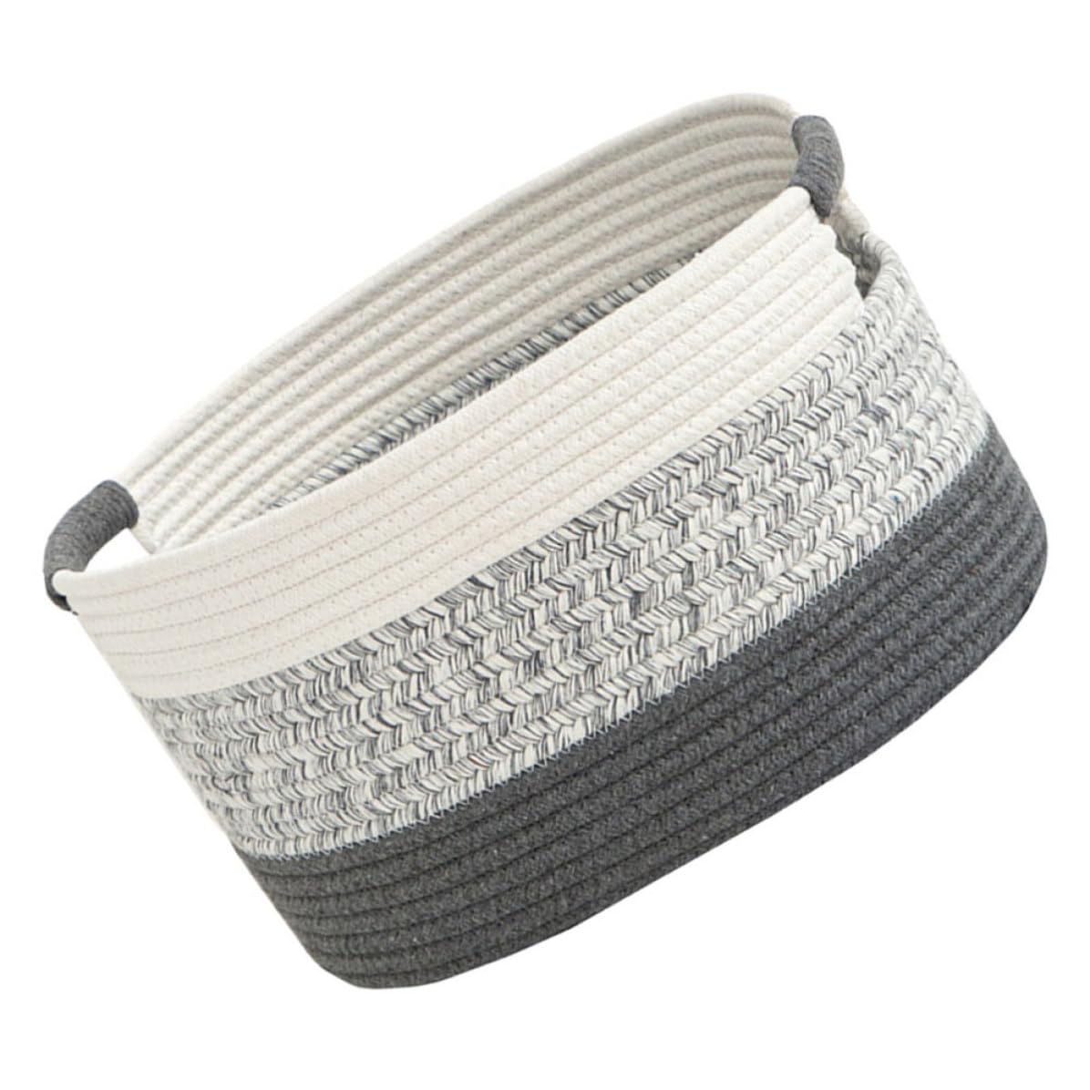Panier de rangement tressé en corde de coton avec poignées Healvian