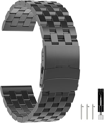 Stainless Steel Watch Bands for Men, Premium Quick Release Watch Strap, Suitables for Certain Samsung Watch, Garmin Watch, Huawei Watch, Folding Buckle, 22mm YX