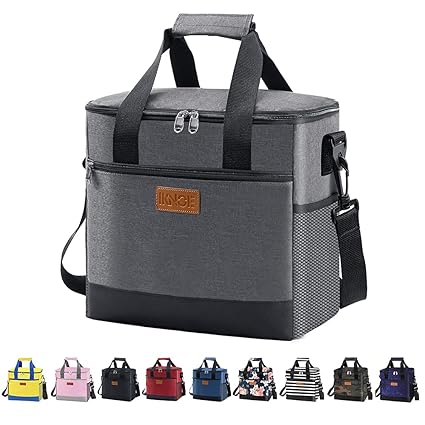 Iknoe Large Cooler Bag Collapsible 24 Can Insulated Bags Leakproof Lunch Cooler Tote With Multi-Pockets for Adult & Kids Insulated Thermal Bag for Beach, Picnic, Office Work (New Grey)