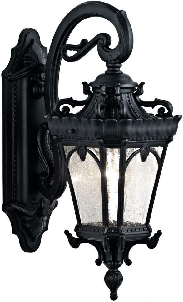 Kichler Tournai 18" 1 Light Outdoor Wall Light with Clear Seeded Glass in Textured Black