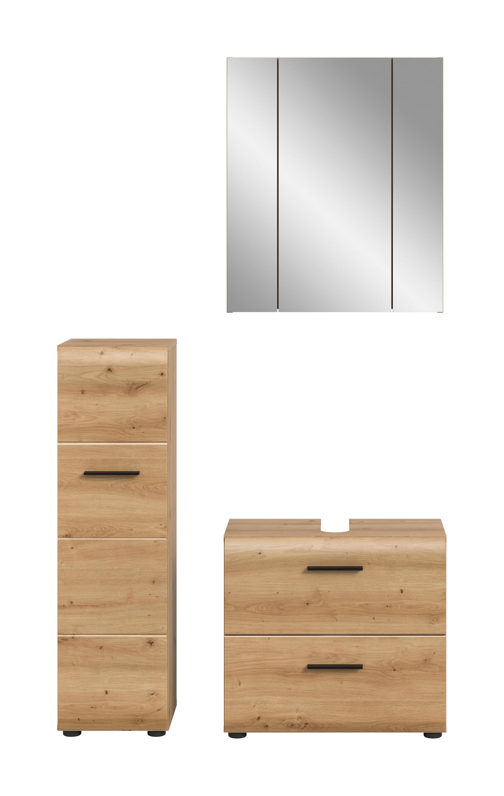 xonox.home – 3 TLG. Badezimmerkombination Ice 105x185x30 cm in Korpus und Front Artisan Oak Nachbildung – Hochwertige Badmöbel-Kombi – modern – Bild 2
