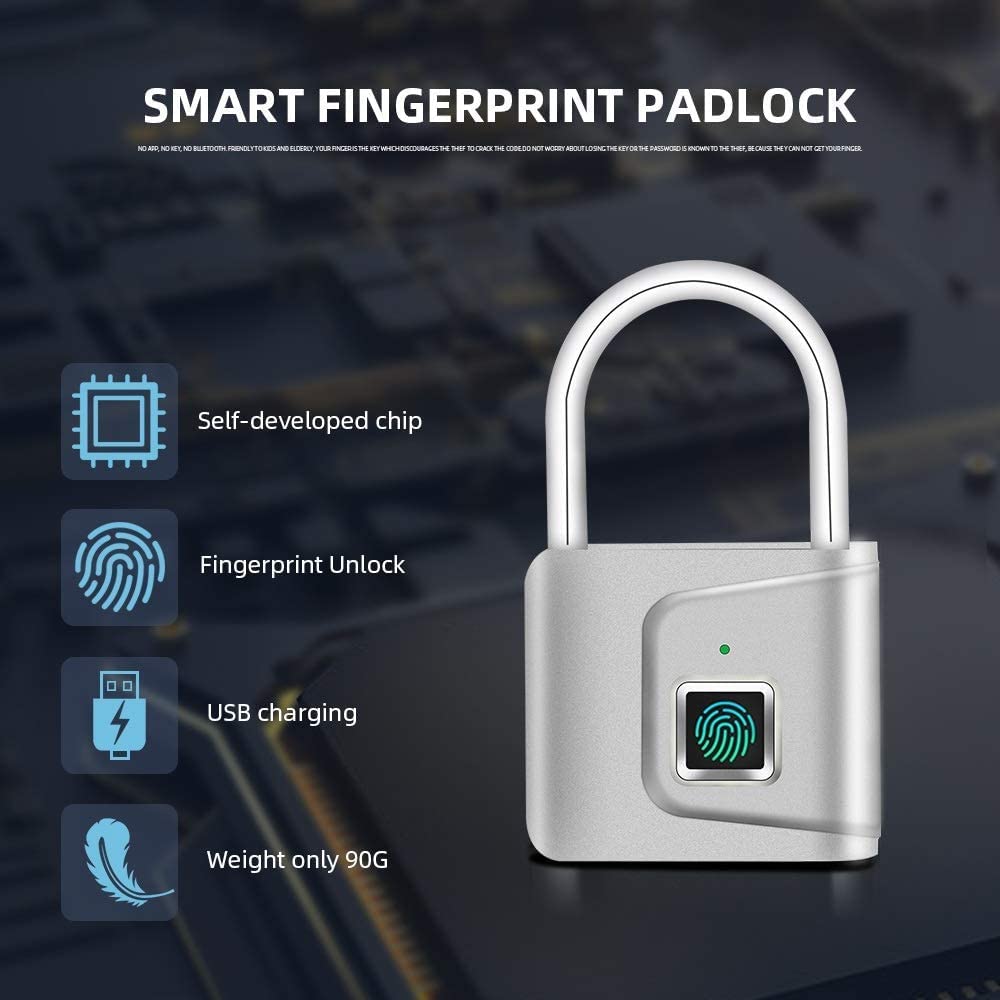 Cerradura de Seguridad Inteligente sin Llave, Recargable por USB, con Huella Dactilar, para taquillas, Deportes, escuelas, aleación de Zinc y Metal.