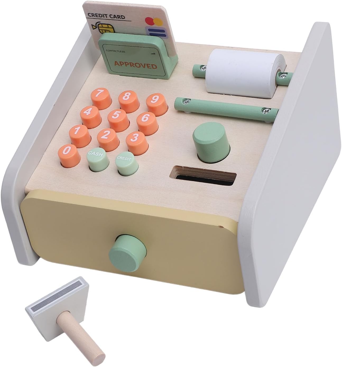 Cash Register for Toddlers Wooden Cash Register for Children, Educational Role Play Developing Mathematical Skills with Multiple Play Modes, Perfect for Creating