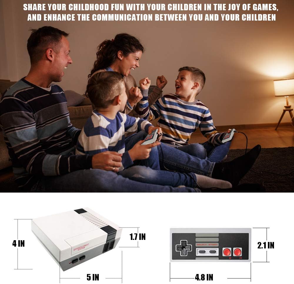 Classic Game Console, Handheld Mini Retro Gaming Console with Built in 620 Video Classic Games and 2x4 Classic Edition Controller Av Output Video Games, Ideal Gift for Children and Adults