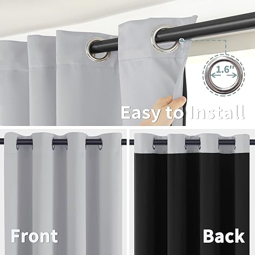 Miniatura 6 de BGment - Cortinas con aislamiento térmico para habitación, 100 % opacas, con forro negro, cortina de doble capa con ojales, reduce el ruido (42 x 84