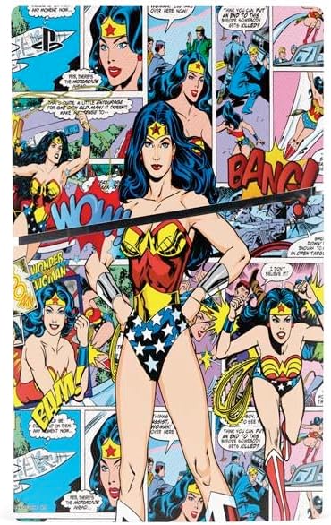 Skinit Decal Gaming Skin Compatible with PS5 Slim Disk Console - Officially Licensed DC Comics Wonder Woman Comic Blast Design