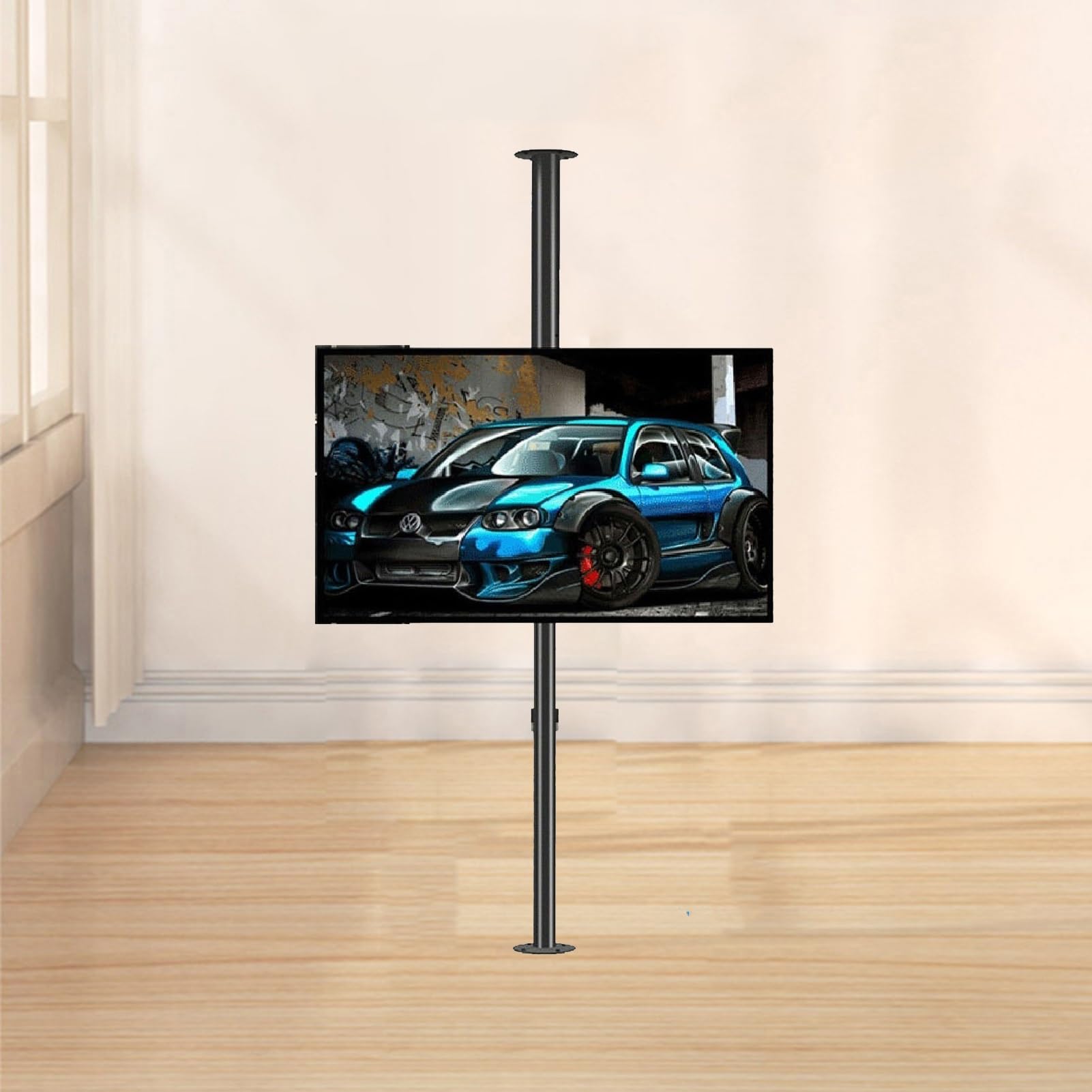Support TV pivotant inclinable et cadre rotatif 360 pour meuble et cloison