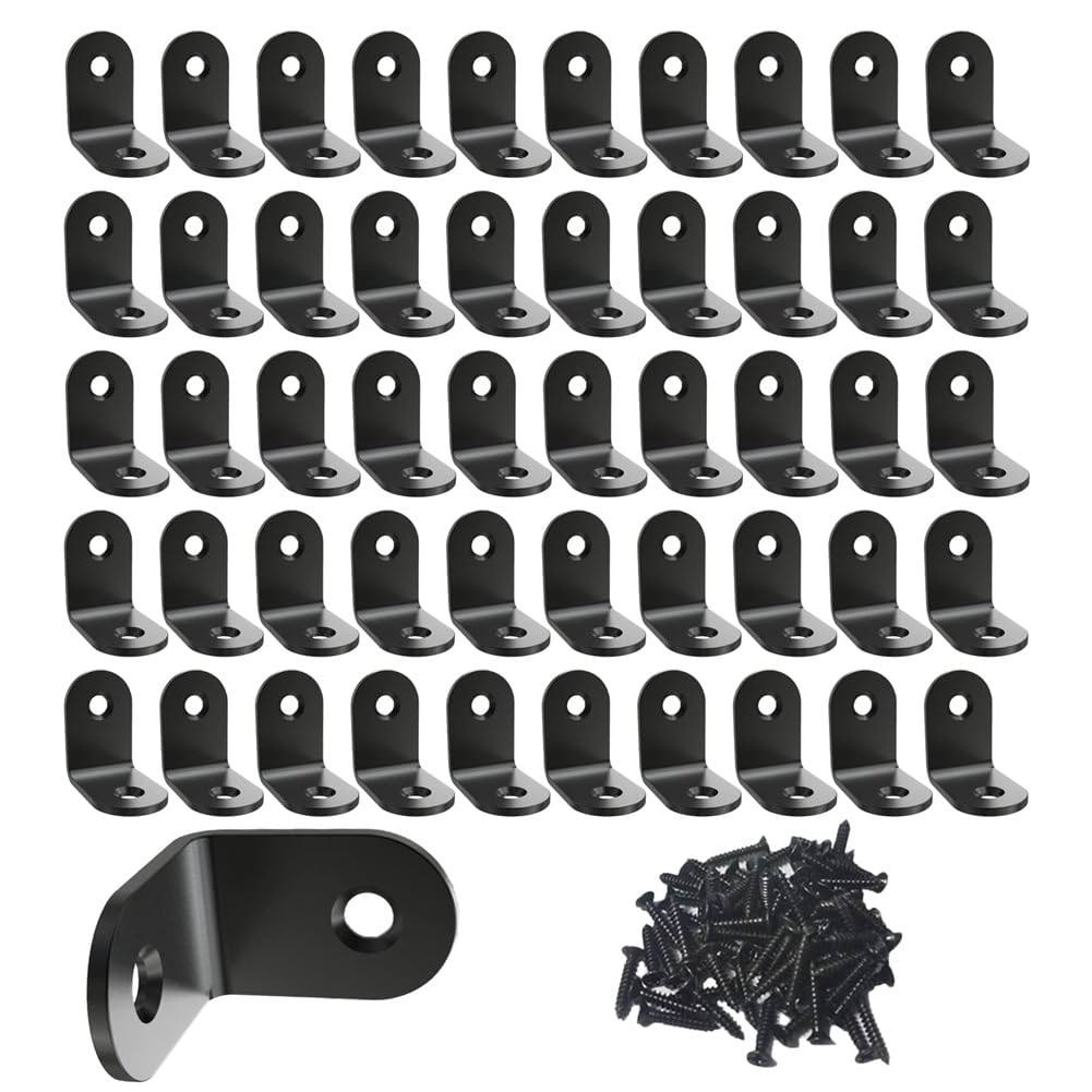 Jnchdghwa Black For Corner Brace Metal L Brackets 50Pcs For Small Shelf Supports With Screws For Mounting