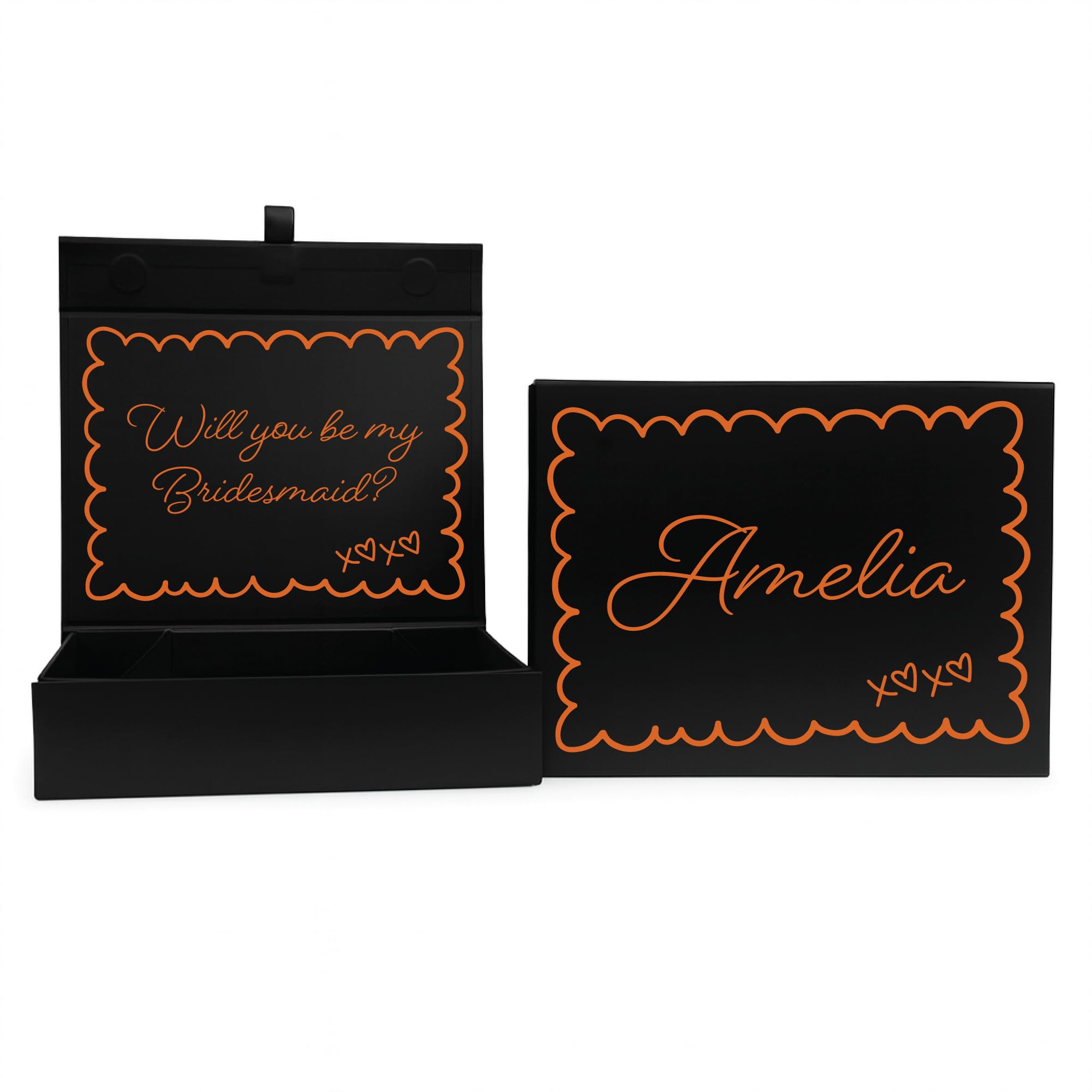 COOKIES AND KOALAS Bridesmaid Box Scallop Design Black Medium 17x22x5cm