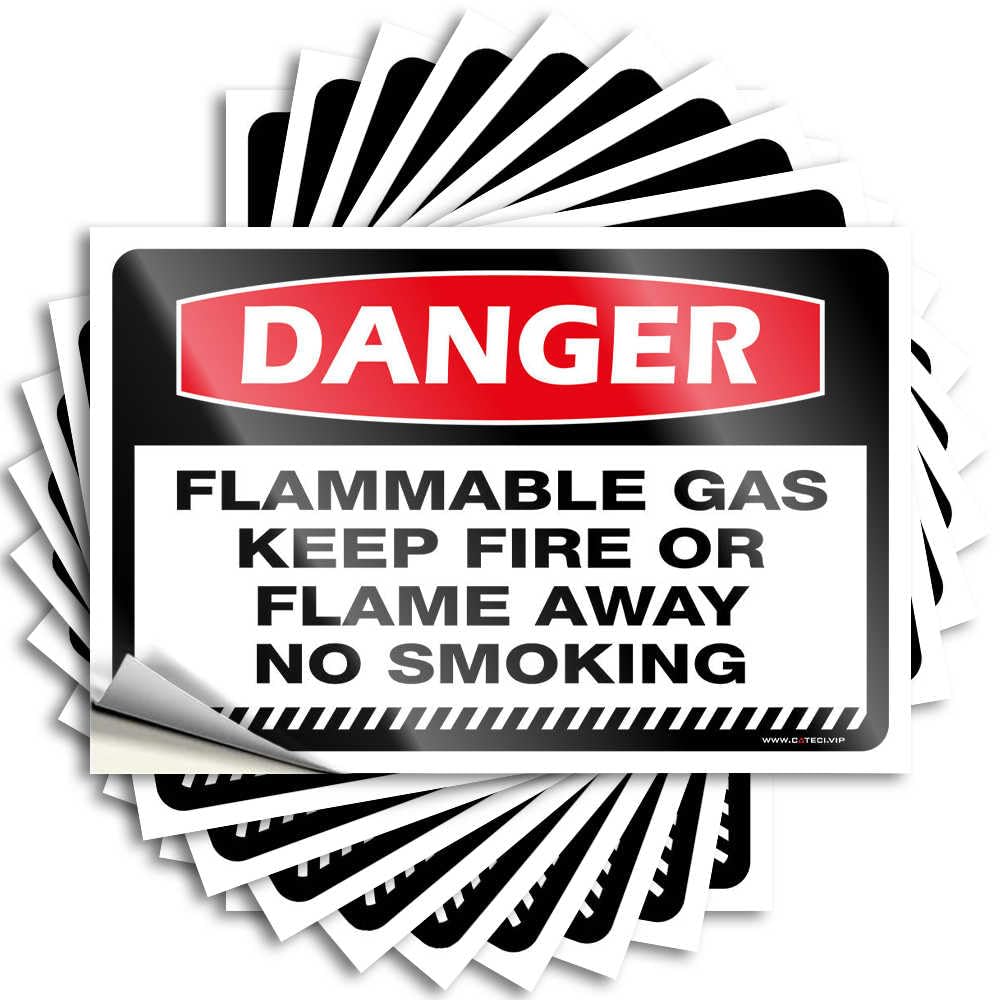 Sweet Girl Decal - Danger Flammable Gas Keep Fire Or Flame Away No Smoking Bumper Waterproof Vinyl Sticker(8X12CM)