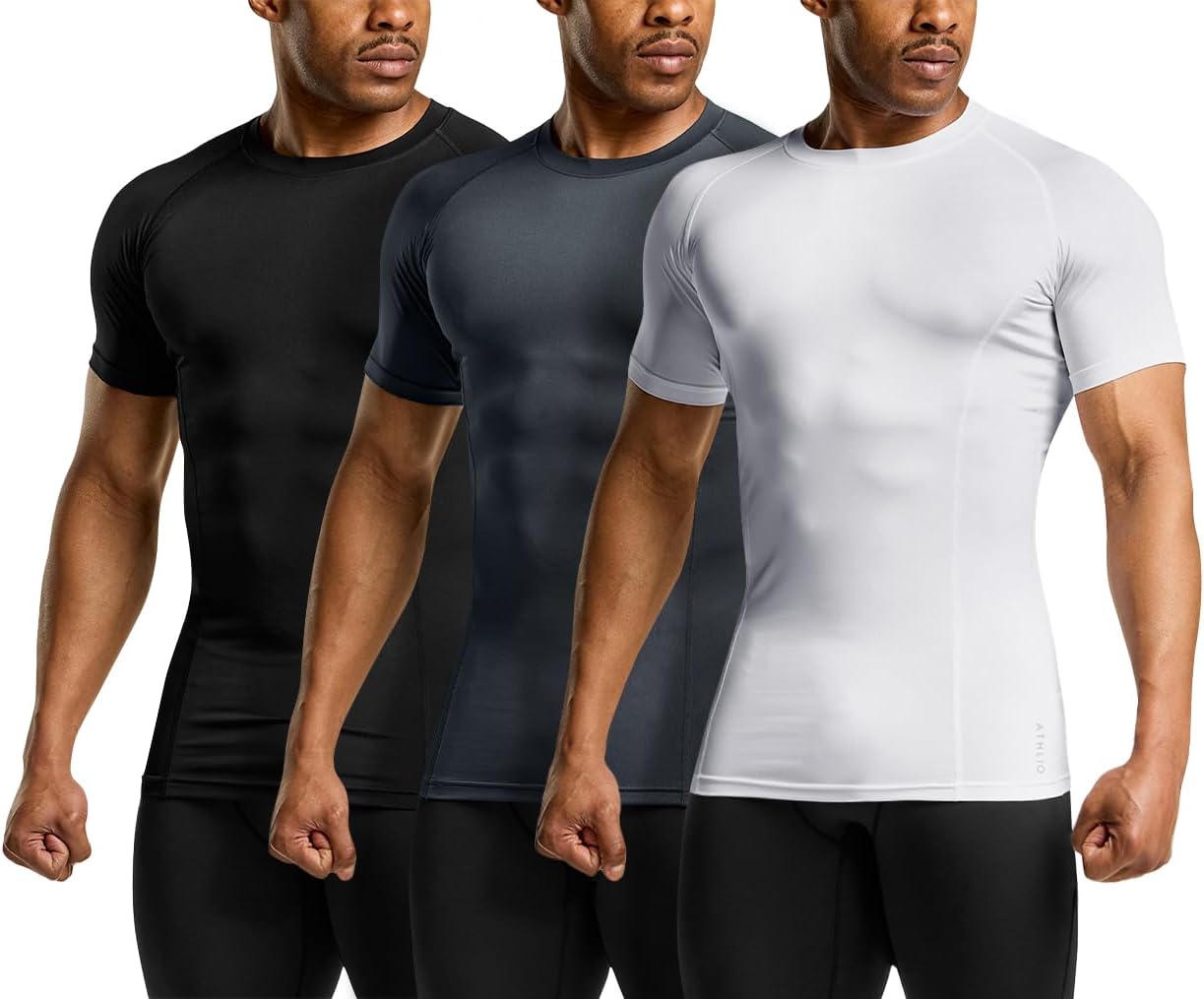 ATHLIO Men's Cool Dry Short Sleeve Compression Shirts, Sports Baselayer T-Shirts Tops, Athletic Workout Shirt - Image 2