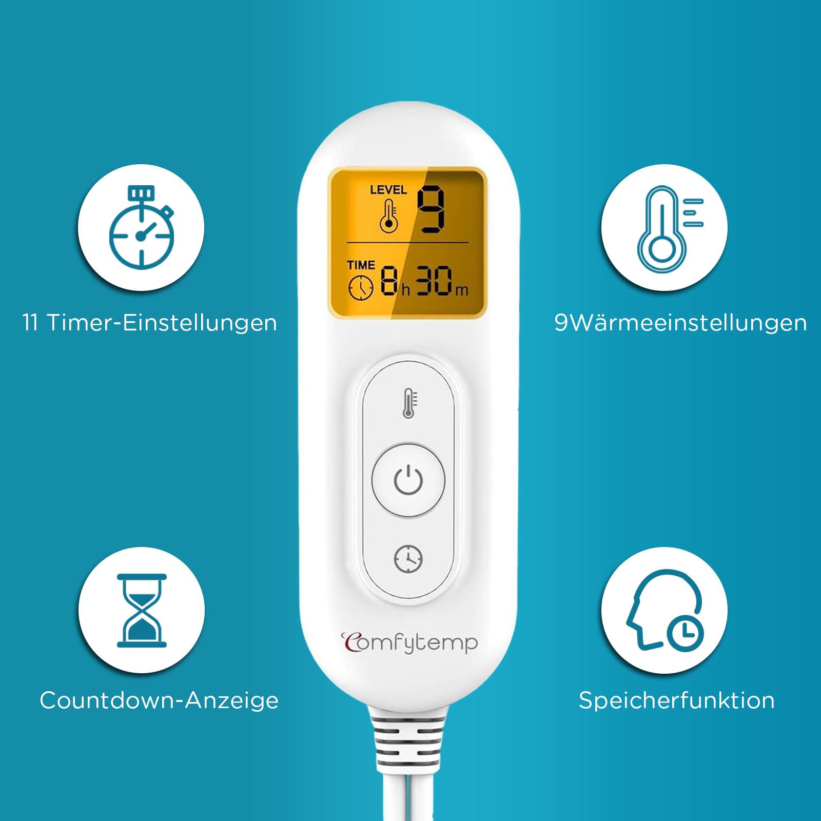Comfytemp Voll gewichtetes Heizkissen für Nacken Schulter mit 9 Wärmestufen 0,5-9h Abschaltautomatik, 1 kg Nackenwärmer Schulterwärmer Elektrisches Wärmekissen Geschenke für Mütter, Frauen, Mama, Papa