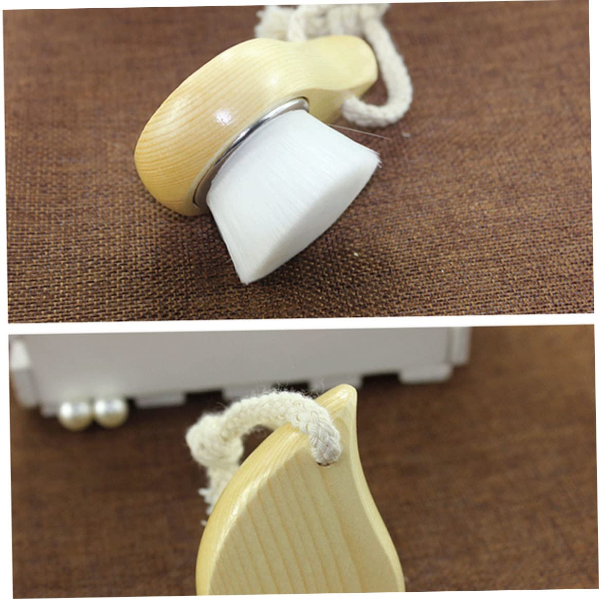 Facial Cleanser Brush with Wood Handle Cleansing Soft Bristle Face Care Clean Tool for Women MenBrush
