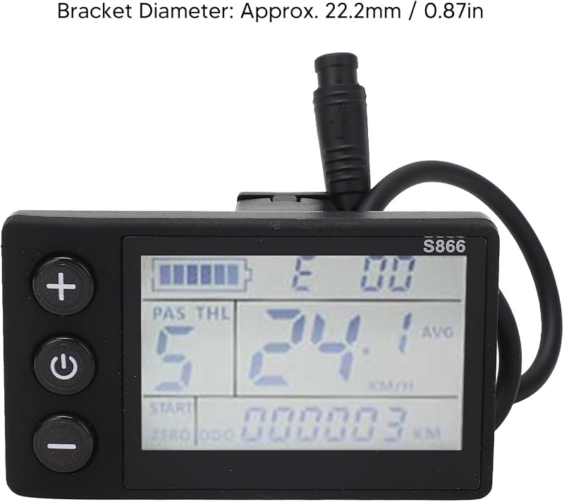 BuyWeek LCD Kijelző Elektromos Kerékpárhoz - 6P Vízálló Sebességmérő Panel, IP65 Védelem, 24-60V Kompatibilis, Háttérvilágítással, Fekete