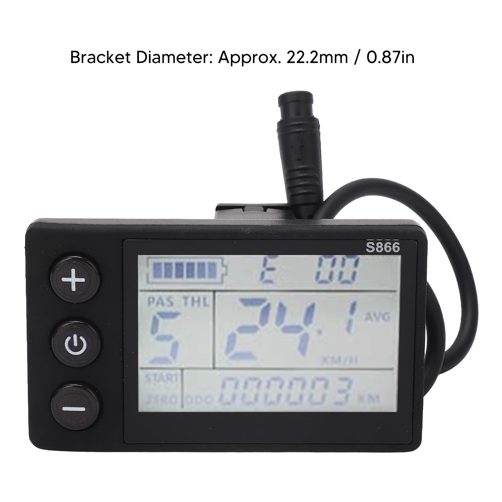 S866 Electric LCD Display Meter, 24V 36V 48V 60V E Bike ConversionMeter Control Panel with 6P Connector Plug