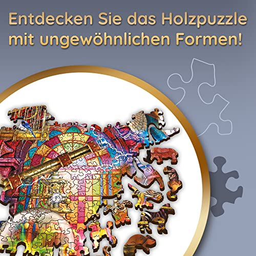 Trefl - Holzpuzzle, Zauberkammer-Puzzle - 1000 Teile, Wood Craft, unregelmäßige Formen, 100 Tierfiguren, hochwertiges modernes Puzzle, DIY… – Ansicht 4