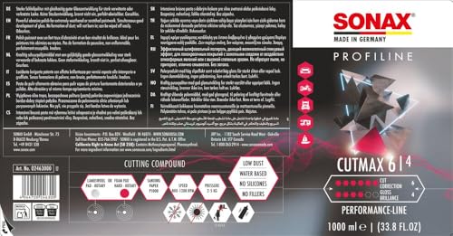 Image of SONAX PROFILINE CutMax (1 Litre) Powerful Polish with High Abrasiveness and Optimal Shine | Ref: 02463000 | Powerful abrasive polishing with good gloss development for heavily weathered or scratched paints.