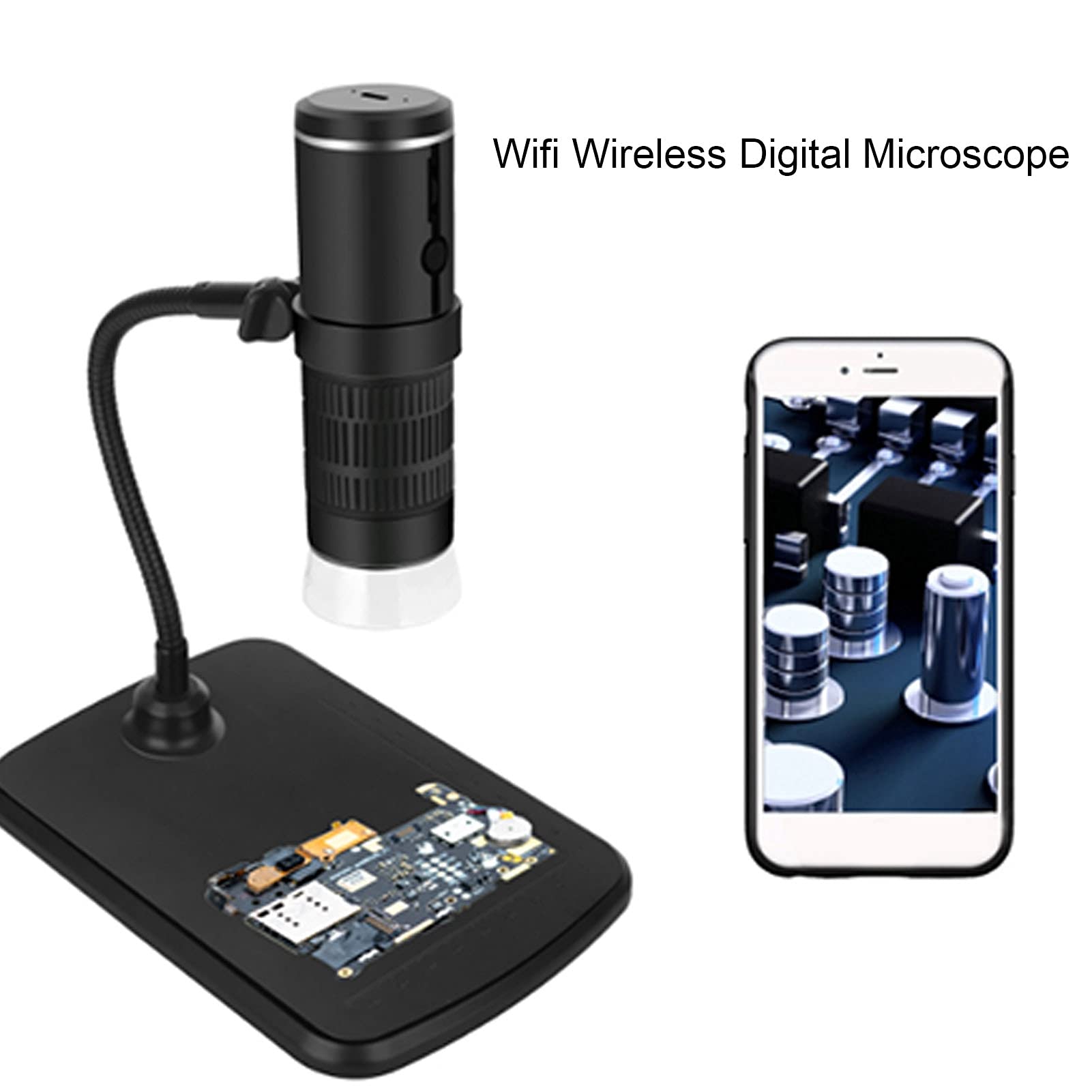 Pongnas Mini-Vergrößerungsmikroskopie, Tragbares Tragbares, Flexibles WLAN-Digitalmikroskop, 50-1000-fache Kamera mit 8 LED-Leuchten, 1080P HD-Pixel Zur Beobachtung