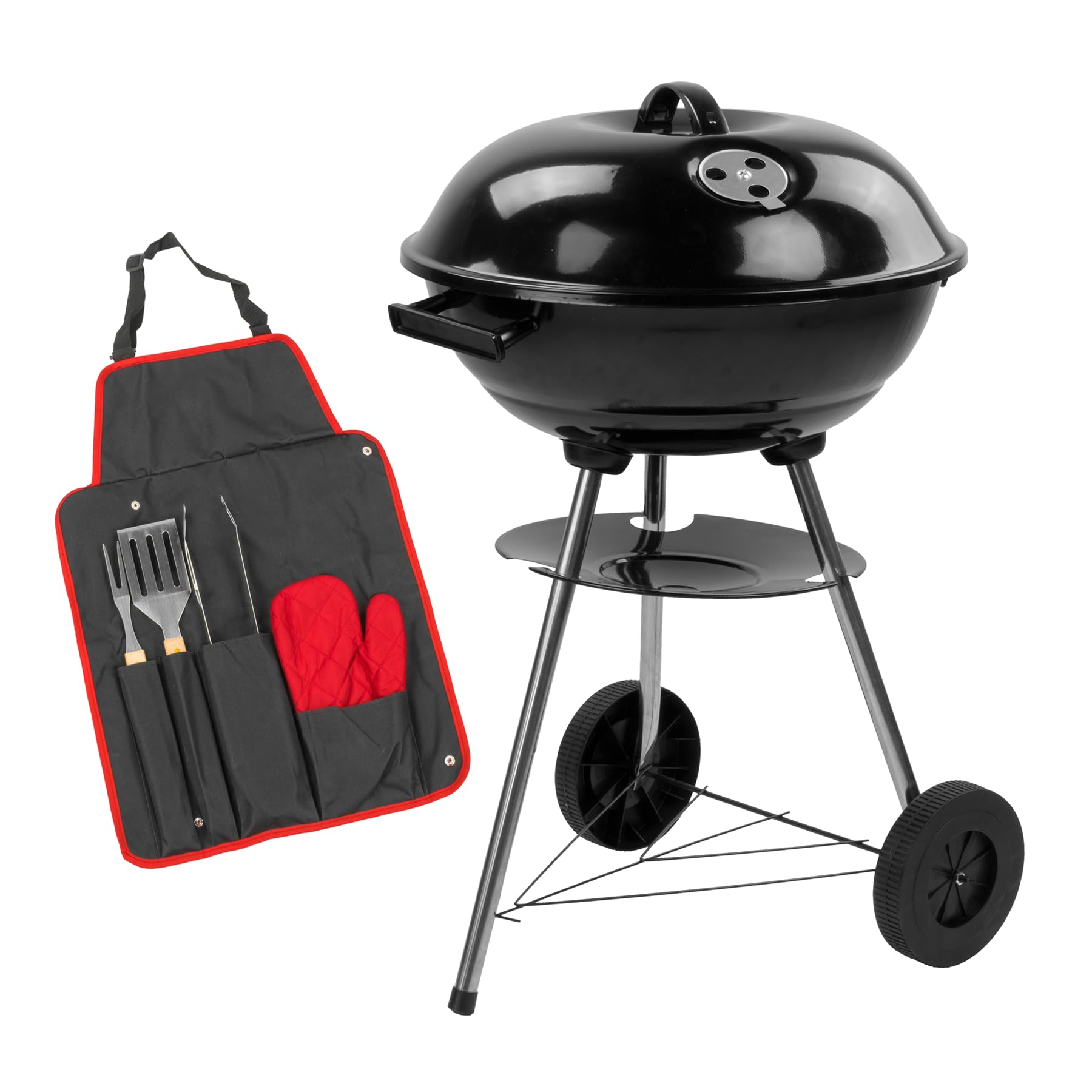 KCT Compact Kettle BBQ with Tool Set Round Portable Barbecue