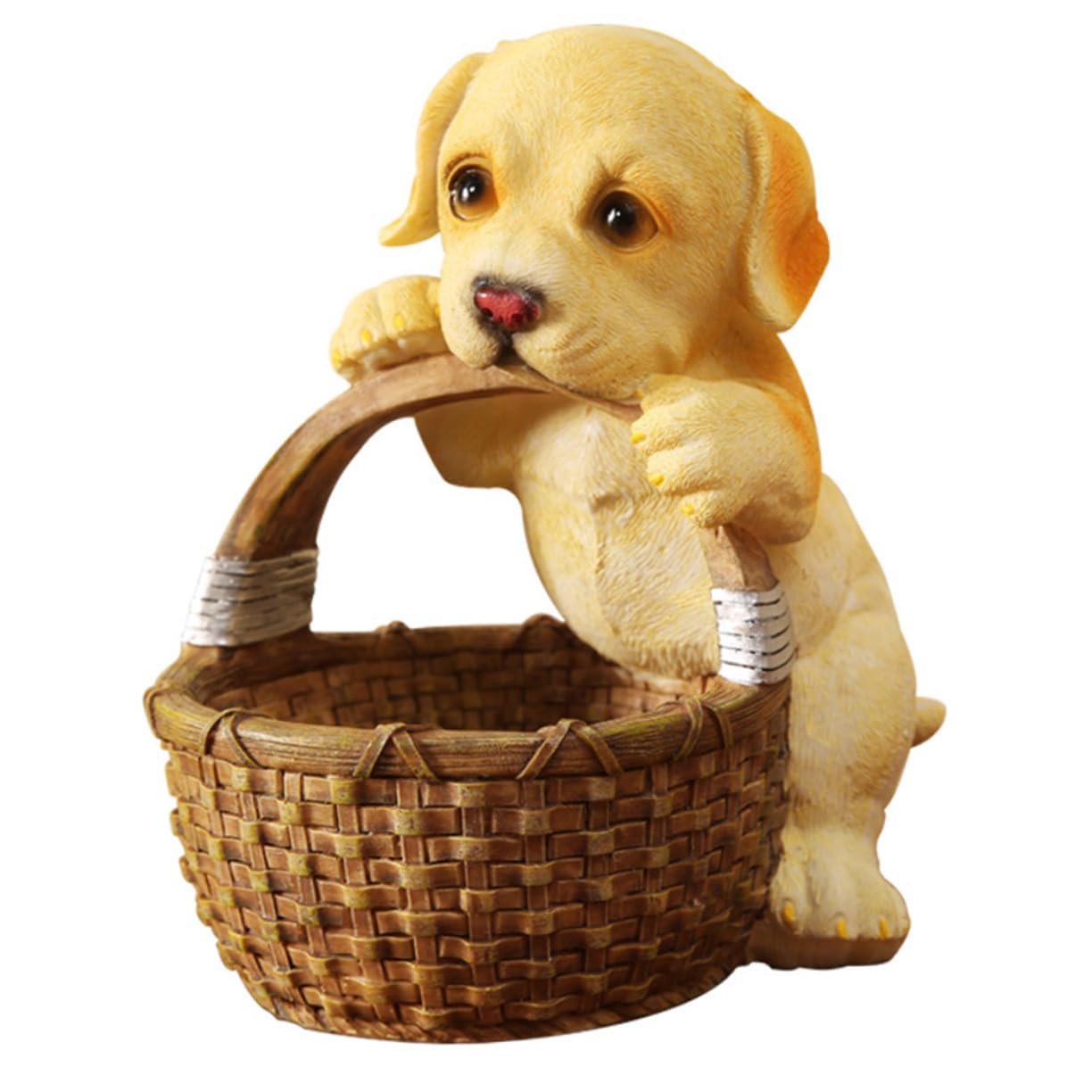 Panier de rangement chien labrador noir en résine déco pour clés et bonbons de maison