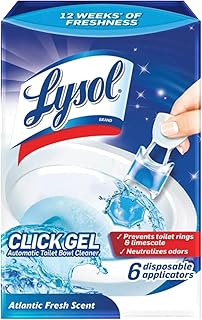 Lysol Click Gel Automatic Toilet Bowl Cleaner, Gel Toilet Bowl Cleaner, for Cleaning and Refreshing, Ocean Fresh, 6 Applicators per Pack