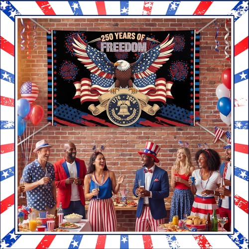 Tegeme 250 Anniversary Decoration, 6.07 x 3.61 ft American 1776-2026 Backdrop Birthday Banner 250th Anniversary Background for Independence Day USA 4th of July Patriotic Decor by Tegeme - Used condition - Image 6