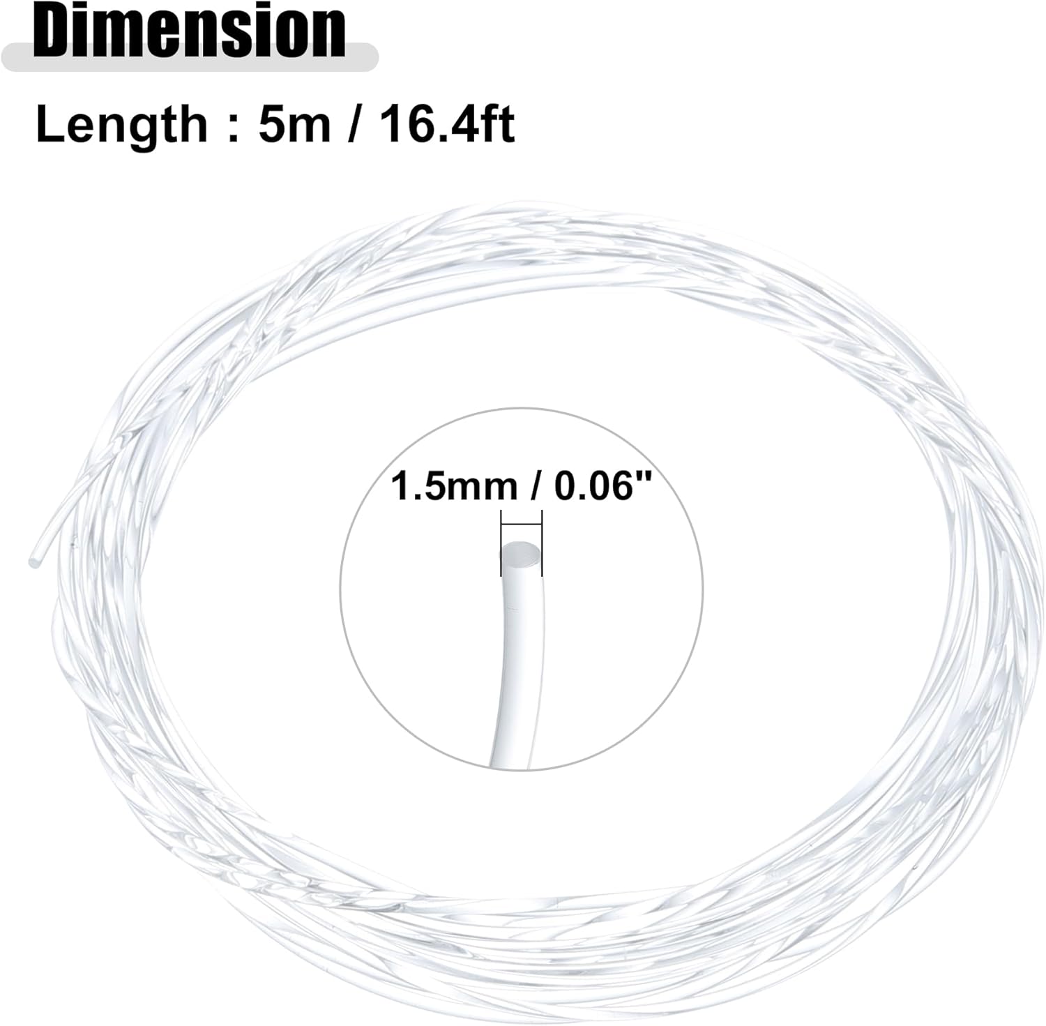 ACROPIX 1.5mm 0.06" 5m 16.4ft Universal PMMA Plastic Optic Fiber Side Glow Cable Fiber Optic Cable for Car Clear - Pack of 1
