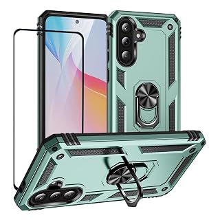 for Samsung Galaxy A37 5G case with Screen Protector,360 Degree Rotation Ring Kickstand Military-Grade Shockproof Cover Work with Magnetic car Mount for Samsung A37 5G (Green) - Amazon product rated Grade A
