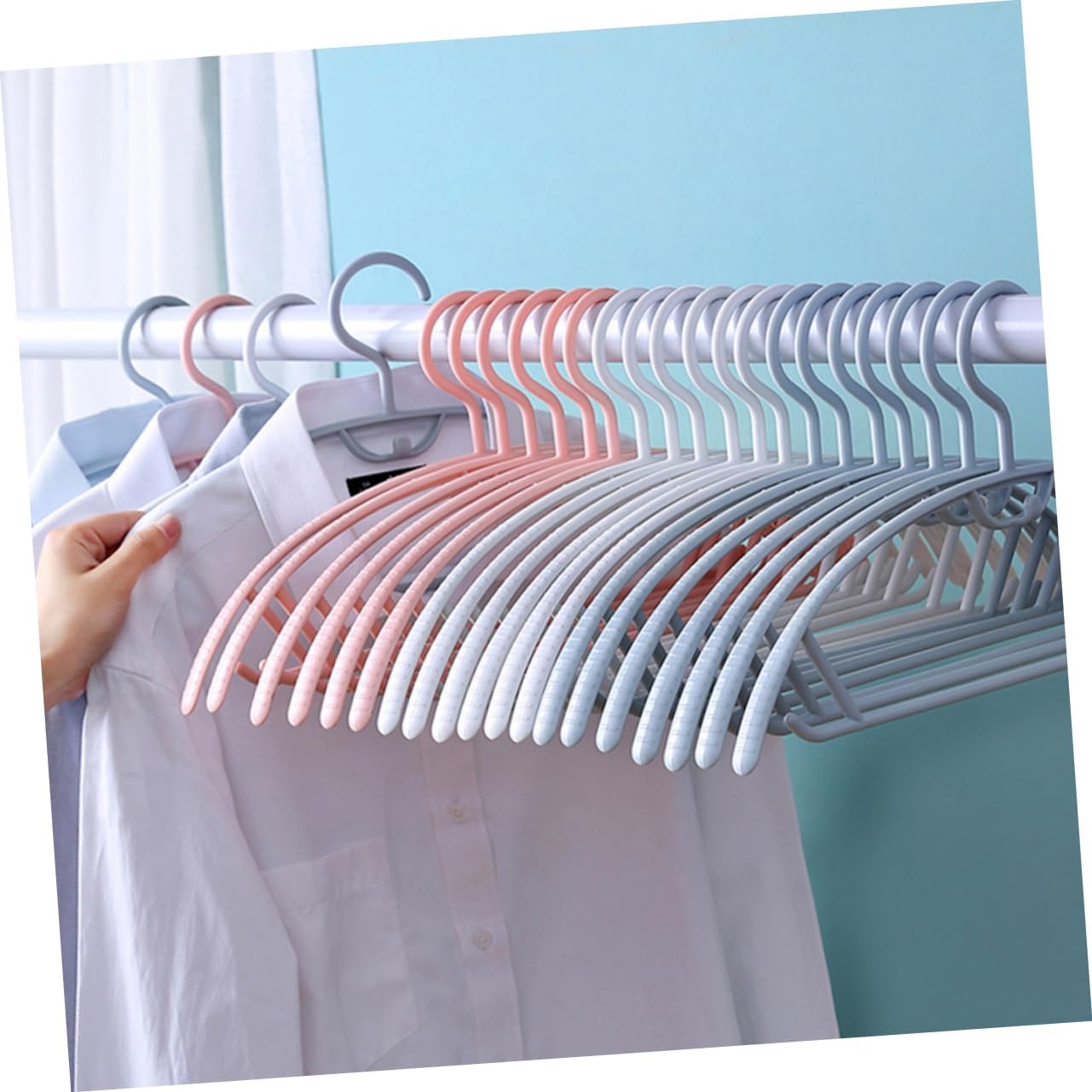 Unomor 10pcs Non-Slip Closet Hangers Notched Clothing Organizers for Shirts Dresses and Coats Eco-Friendly Design for Optimal Wardrobe Space Management