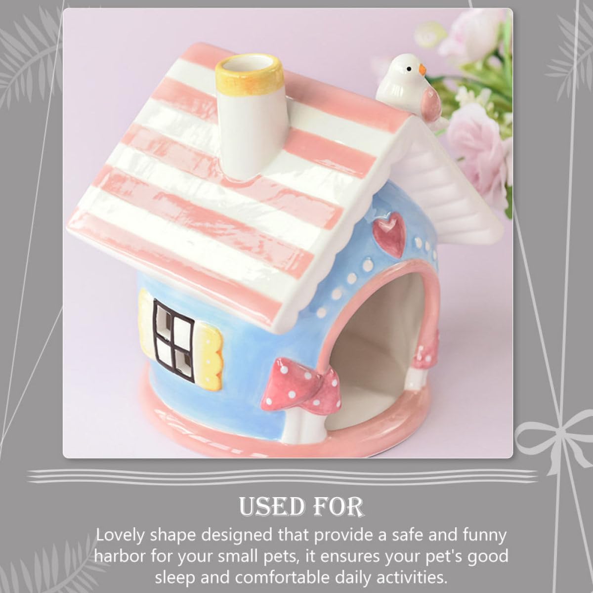 jojofuny Keramik Hamsterbett als Sicheres Haustier Ruhenest mit Rosa Farbe Kleines Versteckhaus für Kleine Haustiere und Winzige Mäuse im Käfig