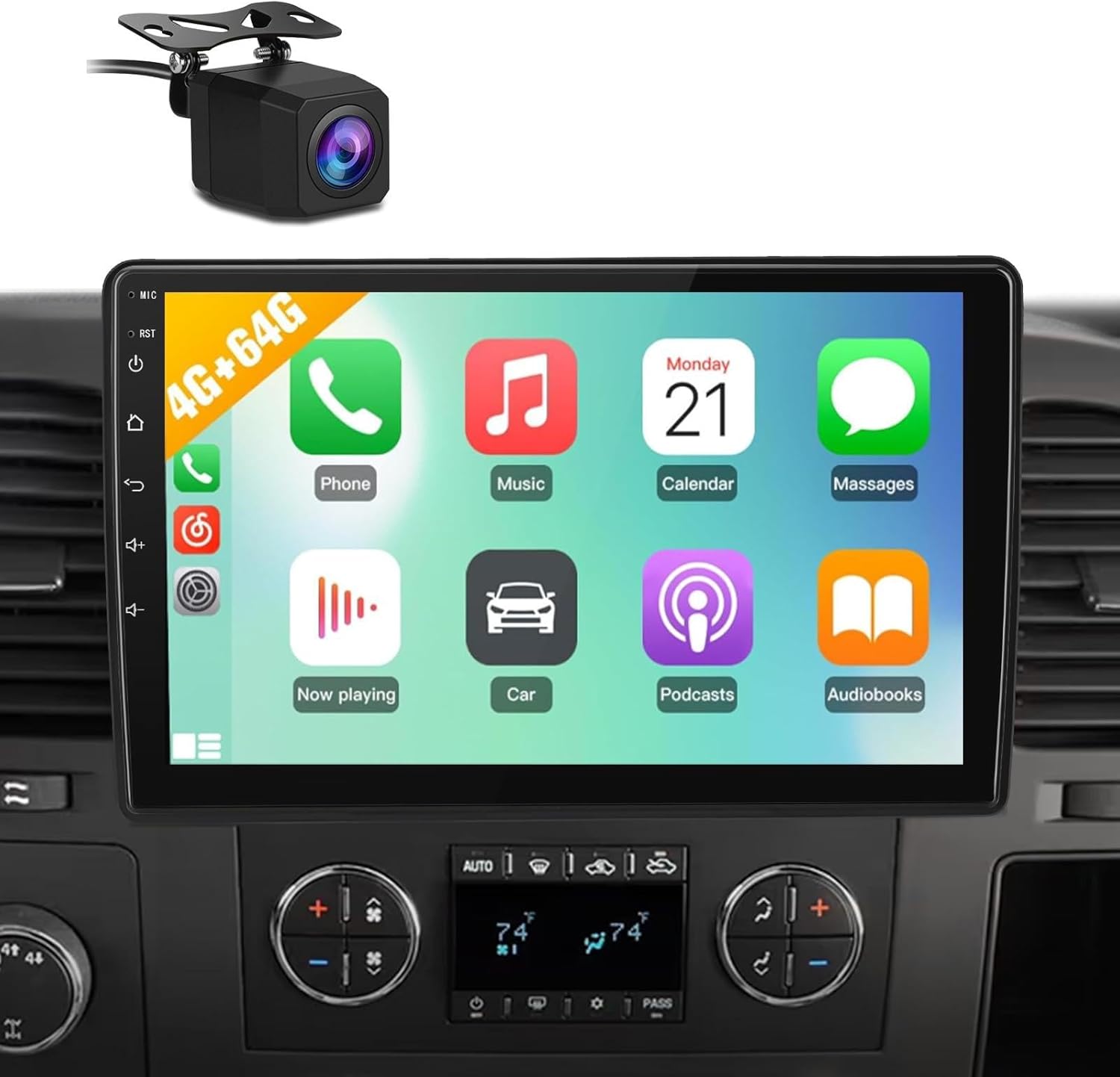 4GB+64GB Car Radio Stereo Android 13 for Chevy Silverado 2007-2013 Tahoe GMC Sierra Yukon with Wireless CarPlay Android Auto
