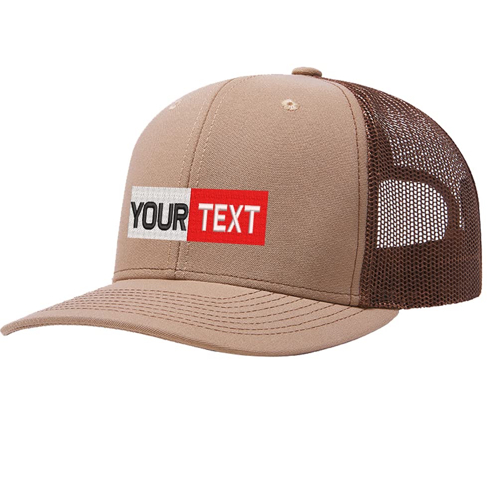 Unisex Khaki Coffee Personalized Baseball Caps Custom Embroidered Adults Embroidered Adjustable 112 Trucker Caps Or Hats With Text & Logo